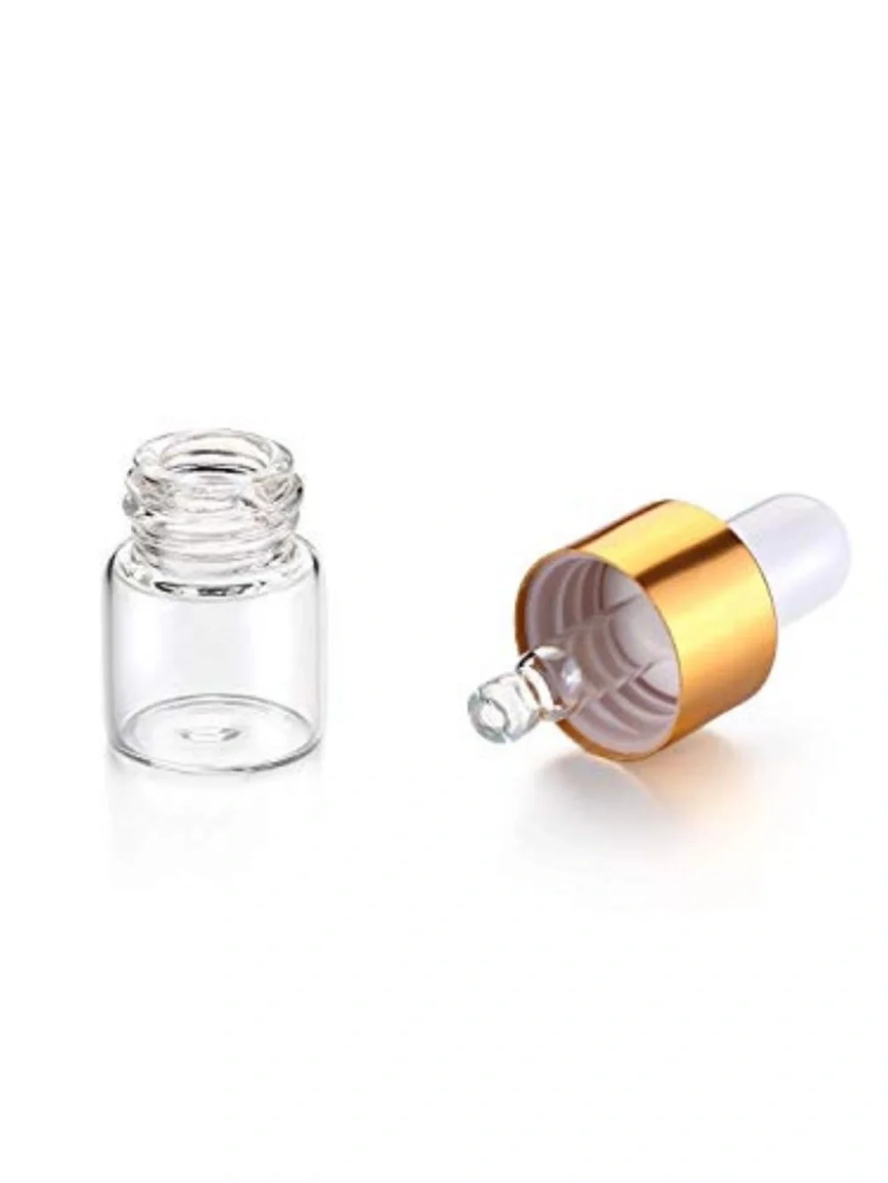 100,1ml Clear Glass Dropper Bottle, Empty Dropper Bottles, Samples, Travel NWT
